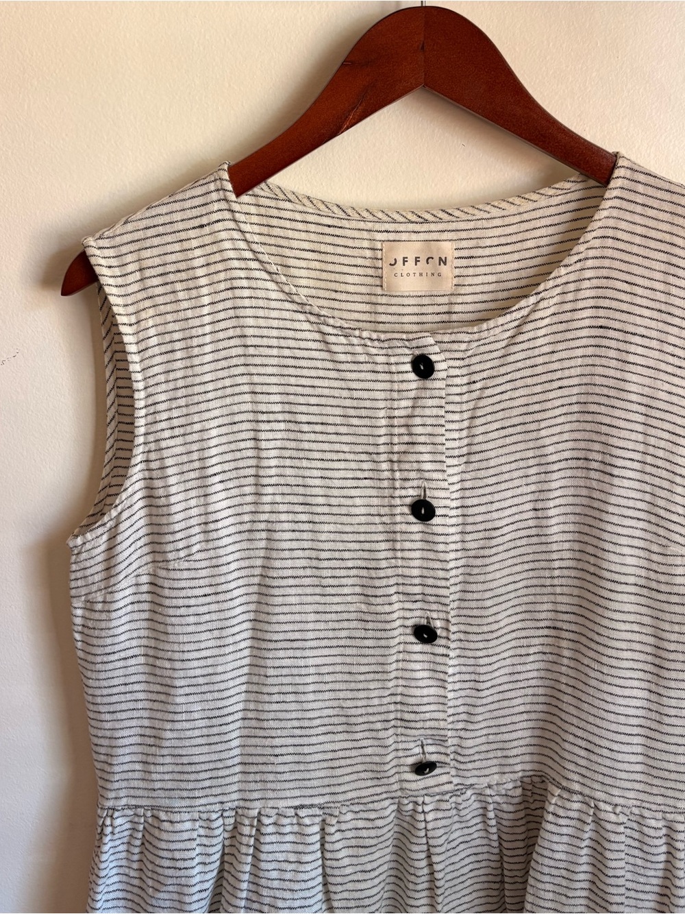 OFFON Handmade 100% Linen Striped Dress